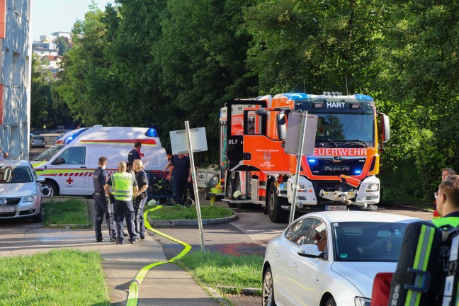 Wohungsbrand in Leonding: Person aus f�nftem Stock gerettet - Hund �berlebte Brand nicht