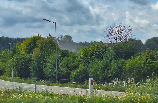 Gro�l�fter der Feuerwehr nach Brandgeschehen bei Unternehmen in Vorchdorf im Einsatz