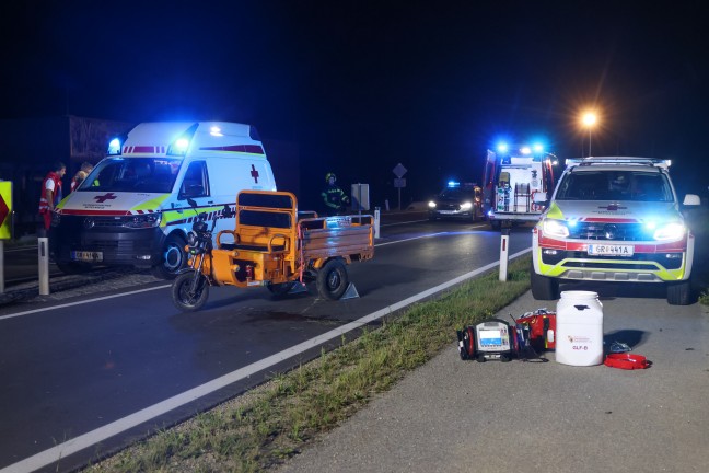 Schwerer Tuk-Tuk-Unfall auf der Innviertler Stra�e bei Neumarkt im Hausruckkreis