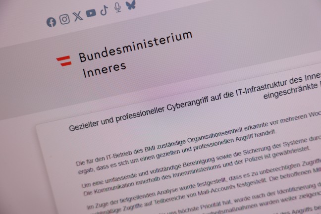 Cyberattacke: Polizei und Bundesministerium f�r Inneres von Angriff auf IT-Infrastruktur betroffen