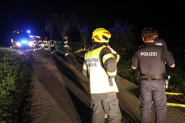 Brand eines Holzsto�es an einer Baumzeile in Steinhaus sorgt f�r Einsatz zweier Feuerwehren