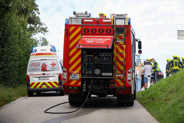 Personenrettung: Motorradlenker nach schwerem Verkehrsunfall mit PKW bei St. Marien eingeklemmt