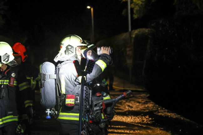 Brand einer Thujenhecke sorgte f�r Einsatz der Feuerwehr und der Polizei in Thalheim bei Wels