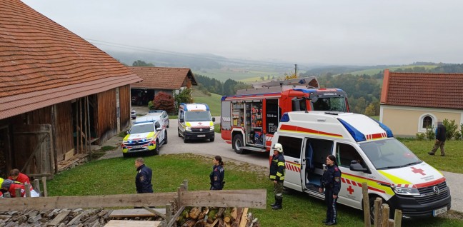 Personenrettung: Frau in Eschenau im Hausruckkreis unter abgest�rztem Auto eingeklemmt