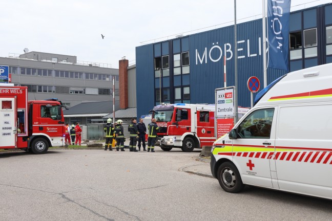 Sprinkleranlage l�schte Brand in Kantinenk�che bei M�belhauszentrale in Wels-Neustadt
