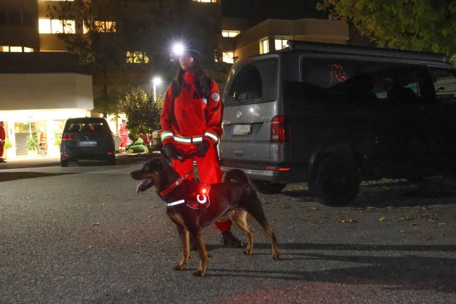 Such- und Rettungshunde bei Suche nach abg�ngiger Person aus Altenheim in Leonding im Einsatz