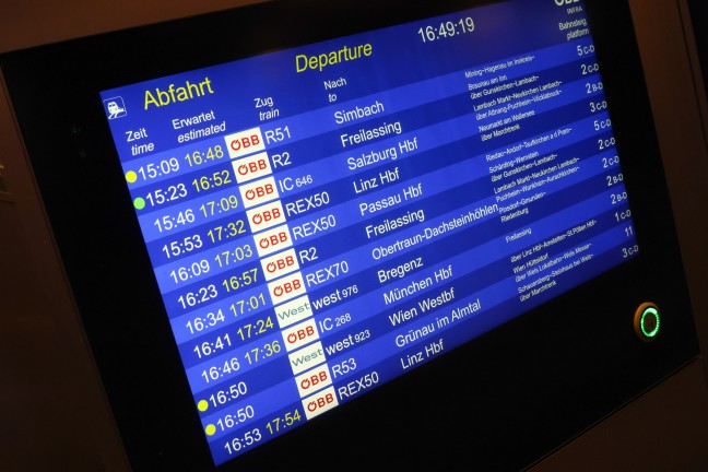 Technische St�rung am Bahnnetz sorgte f�r zahlreiche Versp�tungen in Ober�sterreich