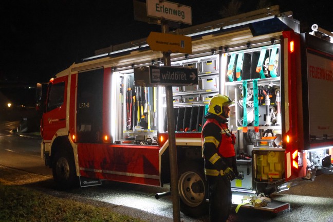 Gartenh�tte in Vollbrand: Zwei Feuerwehren bei Brand in Hofkirchen im Traunkreis im Einsatz