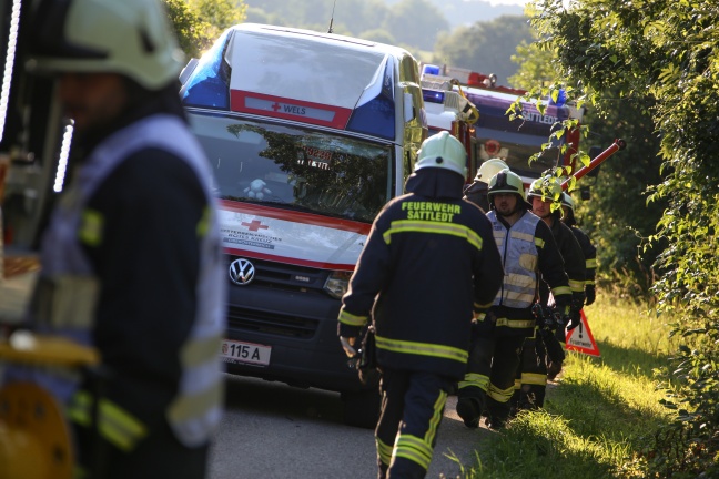 Einsatzkräfte von Feuerwehr und Rotem Kreuz übten in Sattledt für den Ernstfall