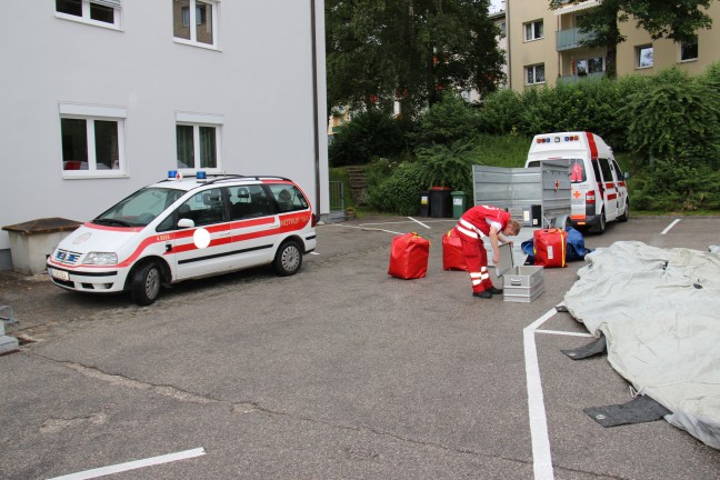 Einsatz mit Chlorgasaustritt im Freibad Kirchdorf an der Krems beübt