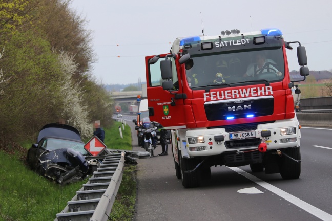 Verkehrsunfall auf der Pyhrnautobahn bei Ried im Traunkreis endet glimpflich