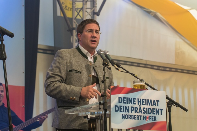 Wahlauftakt der FP mit Bundesprsidentschaftskandidat Norbert Hofer am Welser Volksfest