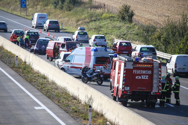 Unfallserie im Abendverkehr auf der Westautobahn bei Vorchdorf