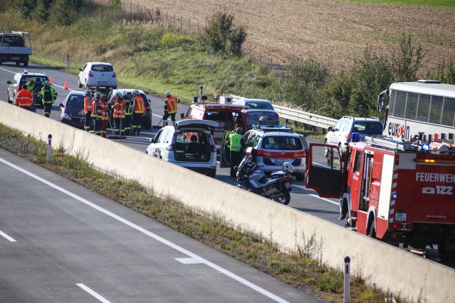 Unfallserie im Abendverkehr auf der Westautobahn bei Vorchdorf
