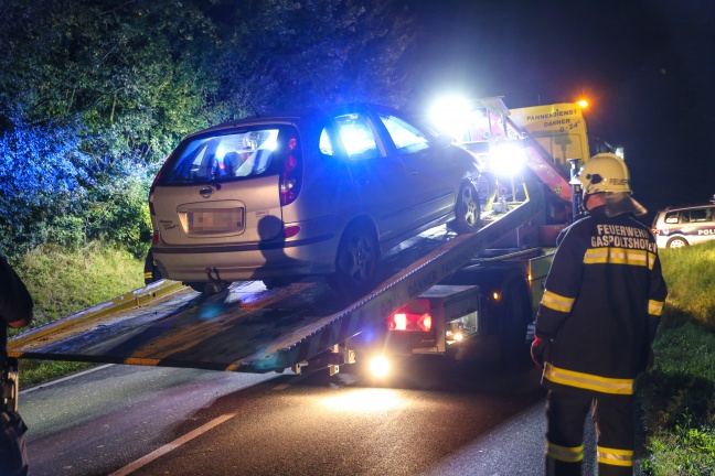 Auto bei Unfall auf der Gallspacher Straße in Gaspoltshofen überschlagen