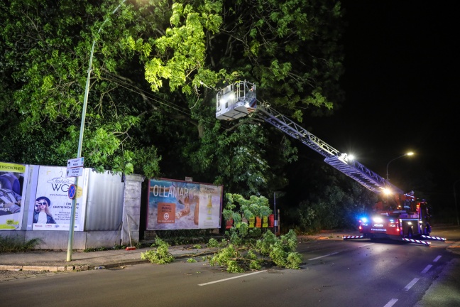Sturmeinsätze: Feuerwehr musste eingehülltes Gerüst eines Wasserturms entkleiden