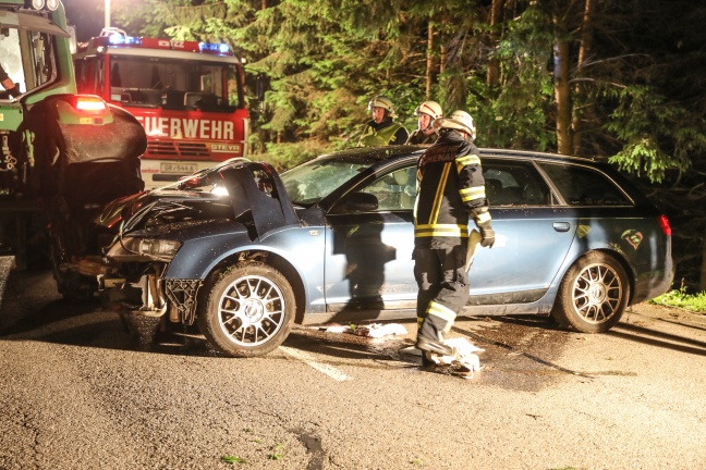 Verkehrsunfall auf der Schaunberger Straße in Eschenau im Hausruckkreis endet glimpflich