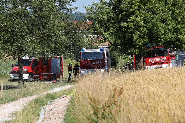 Großflächiger Feldbrand in Kematen am Innbach erfordert Einsatz von acht Feuerwehren