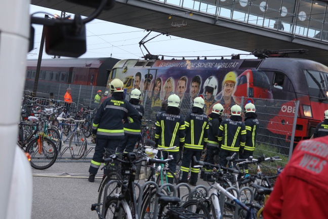 Brand eines Railjet-Waggons am Welser Hauptbahnhof