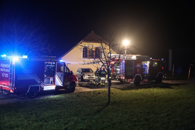 Brand einer Sauna bei Wohnhaus in Buchkirchen sorgt für Einsatz der Feuerwehr