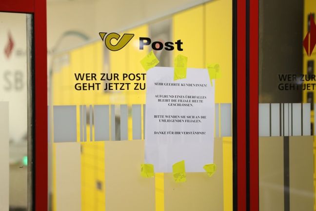 Raubüberfall auf Postfiliale in Laakirchen