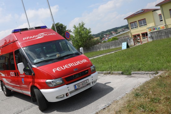 Schlange im Garten des Kindergartens in Pfarrkirchen bei Bad Hall sorgte fr Einsatz der Feuerwehr