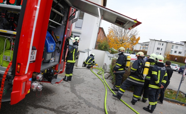 Brand in der Waschkche eines Mehrparteienwohnhauses in Wels-Vogelweide