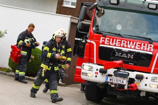Feuerwehreinsatz nach vermutetem Gasaustritt in einem Haus in Wels-Vogelweide