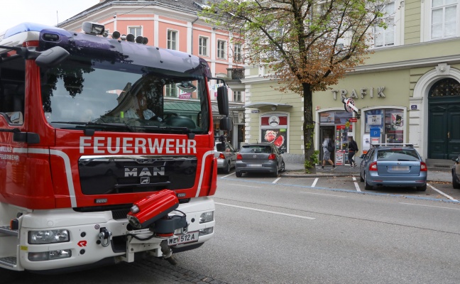 Feuerwehr in Wels-Innenstadt im Einsatz - Vogel hinter Verkleidung eingeklemmt