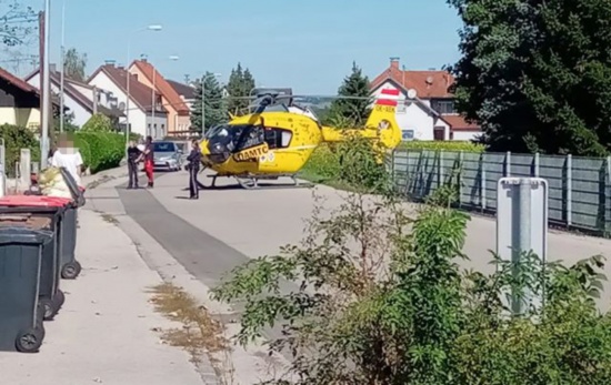 Notarzthubschrauber nach internem Notfall in Marchtrenk im Einsatz