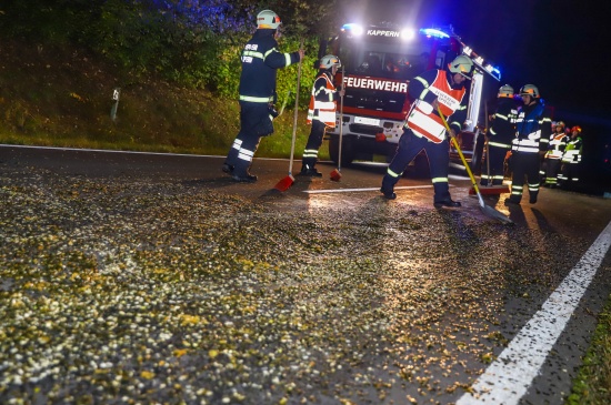 Krbiskerne auf Strae verteilt: Traktorlenker verlor whrend Fahrt einen Teil der Ladung
