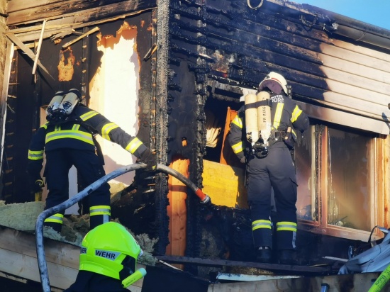 Brand von einem Zubau eines Wohnhauses in Pregarten