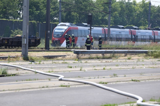 Kleiner Böschungsbrand entlang der Westbahnstrecke in Wels
