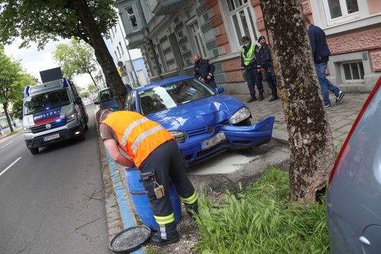 Unfallstelle in Wels-Innenstadt beschftigt Einsatzkrfte
