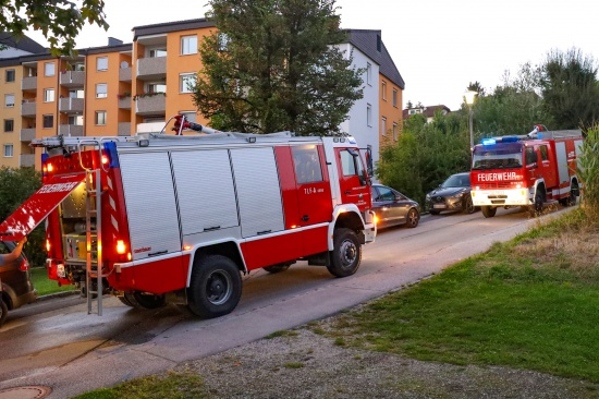 Brand in der Kche einer Mehrparteienhauswohnung in Grieskirchen sorgt fr Einsatz der Feuerwehr