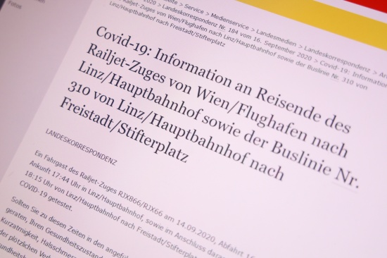 Covid-19: Land Oberösterreich informiert Bahn- und Busreisende zwischen Wien und Freistadt