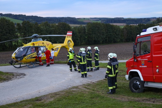 Personenrettung: Reanimation nach schwerem Unfall auf Baustelle in Heiligenberg