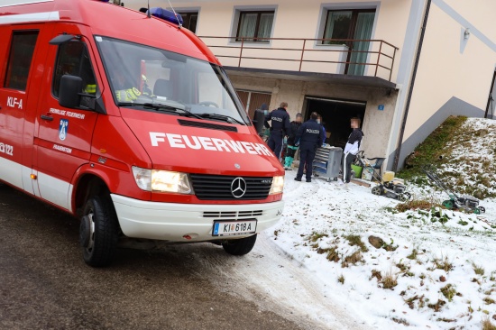 Vier Feuerwehren bei Kleinbrand in Garagenwerksttte eines Hauses in Molln im Einsatz