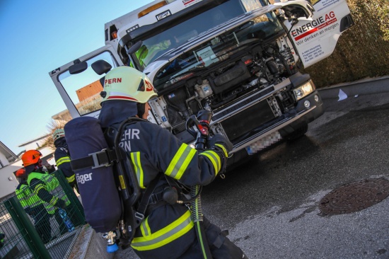 Kleinbrand bei einem Mllwagen in Marchtrenk sorgt fr Einsatz der Feuerwehr