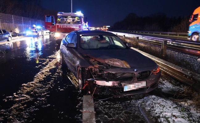 Gleich mehrere Verkehrsunflle auf Welser- und Westautobahn nach starkem Graupelschauer
