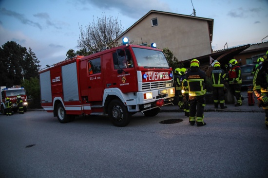 Einsatzkrfte bei Kaminbrand in Gunskirchen im Einsatz