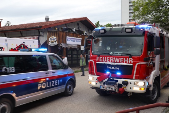 Einsatz der Feuerwehr bei Kleinbrand im Messegel�nde in Wels-Innenstadt