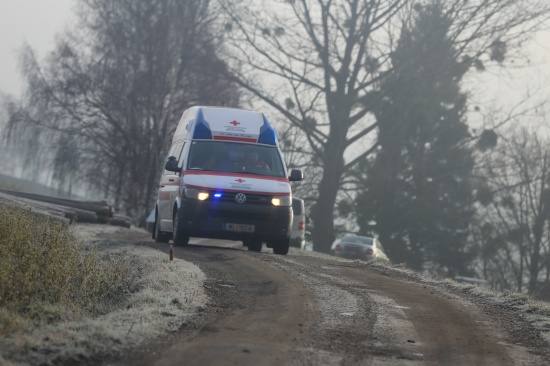 Arbeitsunfall mit selbstfahrender Arbeitsmaschine bei Holzarbeiten in Meggenhofen