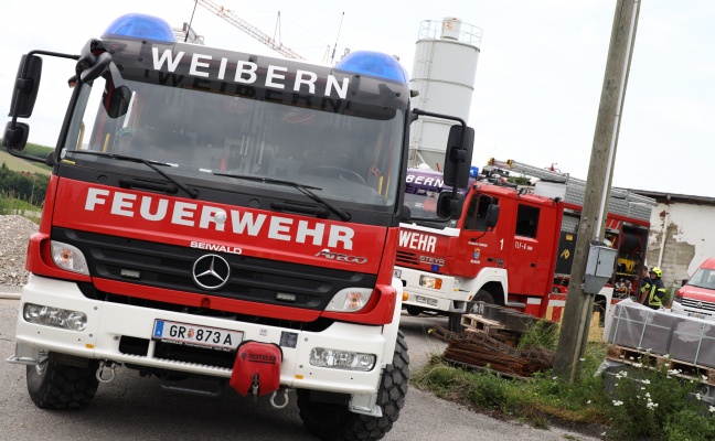 Gasaustritt aus beschädigter Leitung auf Baustelle in Weibern