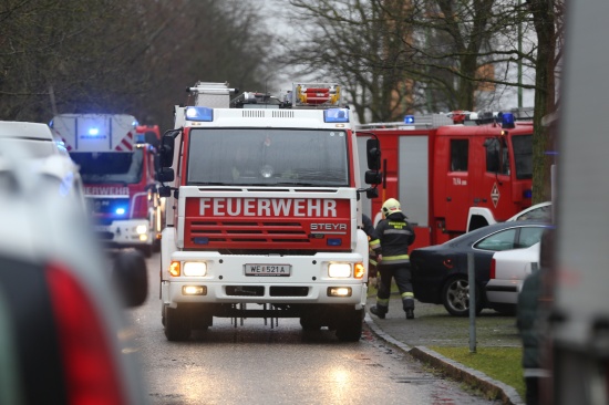 Wohnungsbrand in einem Mehrparteienhaus in Wels-Vogelweide