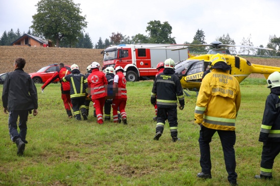 Personenrettung nach schwerem Forstunfall in Wels-Puchberg