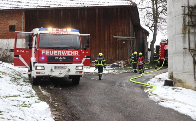 Drei Feuerwehren bei Brand im Heizraum eines Bauernhofes in St. Marien im Einsatz