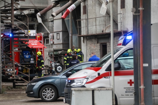 Drei Feuerwehren bei Brand in einer Mhle in Hrsching im Einsatz