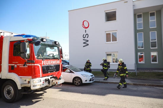 K�chenbrand in einer Mehrparteienhauswohnung in Wels-Lichtenegg