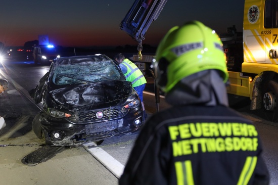 Autoberschlag auf Westautobahn bei Allhaming fordert einen Leichtverletzten